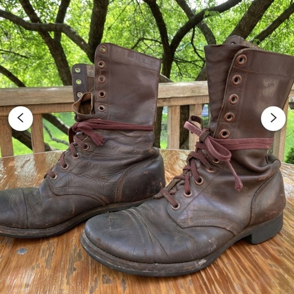 Jump boots 50s Leather Lace up Cap Toe Army Combat Vintage size 7.5 - Picture 1 of 11